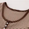 女性のTシャツPUWDスウィートガールストライプソフトコットンTシャツ夏ファッションレディーススリムOネックストリートウェアティーズビンテージ女性シックトップ230130