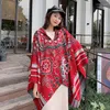 Halsdukar Autumn Winter Fashion Halsring Big Flower Scarf Female Korean version förlängde förtjockad dubbelanvändning Sjal vild varm mantelvatten