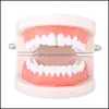 Grillz Dental Grills sier Gold Plated Cross Hip Hop CZ Single Tide Grillz Cap Top Grill for Halloween Fashion Party Jewelry69 Q2 D DH7i3