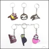 Party Favor Fashion Cute Fairytale Pvc Sloth Keychain Keys Rings Holders Alloy Key Chain For Woman Man Kids Gift Jewelry 6 Colors Wq Dhfhf