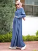 Ropa étnica elegante mujer musulmana Vestido de mezclilla Ramadán Abaya Hijab vestidos Jilbab Turquía islámico Vestido marroquí Kaftan árabe ElbiseEthn