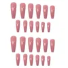False Nails Nail Patch Long Flesh Pink Shiny Solid Color Färdig produkt Kistin Ballet Tryck på kort längd Ballerina