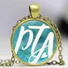 Colares pendentes PTA Art Picture Glass Cabochon Colar para Man Jewelry como presentes