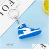 Keychains Lanyards 2022 Selling New Style Stereo Sneakers Button Pendant 3D Mini Basketball Shoes Model Soft Plastic Decoration Gi Dhahb