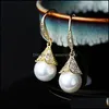耳のカフ淡水真珠のイヤリングとキュービックジルコニアのクラシックドロップダング女性特別ocn結婚記念日配達ジュエリーdhsjq