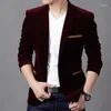 Men's Suits Velvet Mens Fashion Brand Blazer British's Style Casual Slim Fit Suit Jacket Male Blazers Men Coat For Only