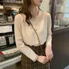 Blusas de mujer S Estilo japonés Chicas lindas Mujeres Dulce Manga larga Casual Cuello en V Camisas con botones de un solo pecho Tops vintage O2701