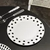 Plates Simple Nordic Hepburn Style Black And White Wave Point Ceramic Plate Tableware Household Dessert Cake Fruit