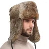 Rowerowe czapki gęste ciepły kapelusz bombowca mężczyźni prawdziwy futra earflap traper na świeżym powietrzu Rosyjska czapka męska męska rozmiar zimowych czapek narciarstwa