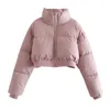 Trenchs de femmes Ardm Mode Rose Parkas Courtes Douces À Manches Longues Top Matelassé Hiver Casual Vêtements D'extérieur