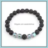 Beaded Strands Black Lava Rock Beads 8Mm Chakra Healing Nce Bracelet Reiki Prayer Stone Yoga Drop Delivery Jewelry Bracelets Dhwvb