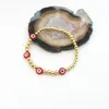 Link Bracelets 10pcs/lot Colorful Evild Eye Glazed Glass Bead Bracelet Gold Plated Copper Handcraft Jewelry Wholesale