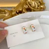 Boucles d'oreilles créoles en émail pour femmes et filles, cercle en forme de fleur en C, tendance, Simple, Clip, accessoires bijoux, 2023