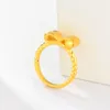 Cluster Rings 1PCS Real 24K Yellow Gold Ring 3D Hard Woman Beauty Bowknot 1.8-2.1g Stamp 999 Gift