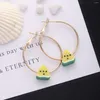 Hoop Earrings Dvacaman Simple Gold Color Metal Cute Clay Bead Heart Fruit Flower Butterfly For Women Beautiful Jewelry
