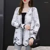 Women's Knits Ladies Sweaters Cardigan Jacket Fashion V-Neck Jacquard Knitted Sweater Coat 2023 Spring Autumn Jackets Female Outerwear