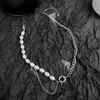 Łańcuchy ingesight.Z imitacja imitacja Pearl Choker Naszyjniki warstwowe asymetryczne srebrne kolory łańcuchowe kołnierze kobiety biżuteria gord22