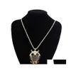 Pendant Necklaces Brand Charms Vintage Crystal Cubic Zircon Diamond Fine Jewelry Owl Drop Delivery Pendants Dh71Z