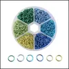 Pierścienie skokowe podzielone 1080pcs/pudełko 6 kolory 6 mm Colorf aluminiowe drut otwarte złącze do produkcji biżuterii z obwodowym pudełkiem 464 H1 DEL DHP0O