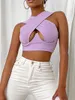 Women's Tanks Summer 2023 Women's Sexy Criss Cross Tank Tops Fashion Sleeveless Solid Color Cutout Front Crop Brown/Black/Grey/Purple