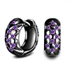 Brincos de argola Hainon Purple Cry Crystal Wedding for Women Black Gold Silver Color Jewelry Party noiving de festas