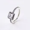 REAL 925 Sterling Silver Cz Diamond Ring with Logo Fit Pandora Style 18K Gold Wedding Ring Engagement Jewelry for Women