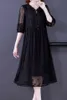 Vestidos casuales Vinatge 5XL Tallas grandes Negro Mulberry Seda Bordado Suelto Midi Vestido Verano Mujer Elegante Bodycon Vestidos de fiesta 230130