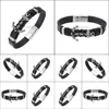 Charm Bracelets Magnetic Bracelet Punk Black Brown Braid Men Cool Clasp Wristband Stainless Steel Bangles Drop Delivery Jewelry Dhvsx