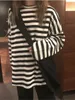 Tshirt Women's Spring Autumn Women Haruku Striped Tshirt Long Sleeve Oneck Tshirts Ulzzang Korean Casual T Shirt Femme Black Tops 230206 s ops