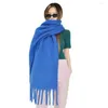 Scarves Designer Brand Winter Scarf Women Thick Pashmina Shawl And Wrap Soft Long Tassels Blanket Soild Foulard Hijab