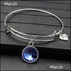 Bangle Fashion Usa Crystal Birthstone Pendant Charm Bracelet Expandable Wire Adjustable For Women Men Lucky Jewelry Fit Brithday Gif Dhx3N