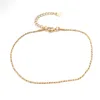 Fußkettchen 1 PC Fashion Edelstahl Fachketting Goldfarbe für Fuß -Knöchelarmbänder für Frauen Männer Beinkette Schmuck Geschenk 23,5 cm - 22 cm lang