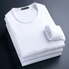 Herren-T-Shirts, Herbst-Winter-Herren-Thermo-T-Shirt, weiches Samt, dickes Langarm-T-Shirt, Herren, Schwarz, Weiß, schmale Passform, Übergröße 5XL, T-Shirt homme 230130