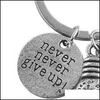 Key Rings Never Give Up Boxing Gloves Inspirational Keychain Fitness Bodybuilding Creative Backpack Pendant 405 8Owre 6Sg10 803 Drop Dhdrb