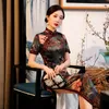 Этническая одежда Slim Long Women Cheongsam Sexy Spell High Split Qipao Floral Print Stage Show платье с коротким рукавом китайский ретро формальный 4xl