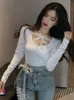 Women's TShirt Spring Summer Tops Sexy Bow Ribbon Long Sleeve Top Slim T Shirt Bottoming O Neck Lace Cross Solid Color Retro Korea E3PA 230130