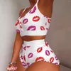 Momento de sono feminino amor sexy impressão feminina em casa traje vneck camisole Nights Pijama conjunto