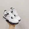 Дизайнерская детская обувь 4s Low Basketball Jumpman 4 Ретро молодежный ребенок для мальчиков в стиле милитари Парус Муслин Черный Университет Синий Кот Разведенные младенцы Младенцы Кроссовки для малышей 56xb #