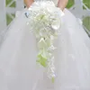Decorative Flowers Wedding Bride Holding Flower PU Calla Lily Drill Buckle Water Drop Waterfall Po Bouquet Bridesmaid