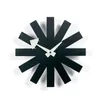 Wall Clocks Nordic Black Modern Clock Round Metal Silent Movement Brief Timepiece Living Room Office Decoration House