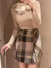 Jupes d'hiver d'automne Jupe Jupe Harajuku faldas mujer moda 2024 taille haute contraste mince couleurs plaid mini jupe