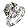 Bague Solitaire Grande Pierre Précieuse Atmosphère De Luxe Couronne Groupe Fl De Diamants Coeurs Et Flèches Grand Diamant Bijoux Pour Mariage Drop Del Dh5M3