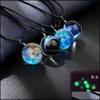 Pendant Necklaces Dream Starry Sky Necklace Doublesided Glass Ball Time Stone Universe Handmade Customizable Star For Women Jewelry Dhlws