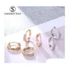 Stud Elegence Double Rangée Cubic Zirconia Hoop Cartilage Boucles D'oreilles Or Sier Rose Déclaration Ronde Pour Les Femmes À La Mode Jewelryz Drop Delive Dhykc