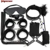 NXY Spielzeug für Erwachsene, Getyoursave Sexy Leder-BDSM-Kits, Plüsch-Sex-Bondage-Set, Handschellen, Spiele, Peitsche, Knebel, Nippelklemmen, Paare, exotisches Zubehör, 1201