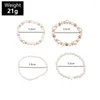 Set di braccialetti a forma di cuore con perle d'imitazione per le donne, gioielli per feste eleganti