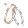 Bandringe Edelstahl Quadrat Zirkon Ring Silber Roségold Stapelbar Größe 49 Mode Paar Hochzeit Schmuck Geschenk für Frauen Männer Y D Dh9Jb