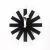 Orologi da parete Nordic Nero Orologio moderno Rotondo Metallo Movimento silenzioso Breve orologio Soggiorno Ufficio Decorazione Casa