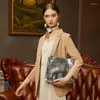 Kvällspåsar 2023 lxuury modedesigner äkta läder stenmönster paljetter glänsande kvinnor tote axelväska för damer kvinnliga