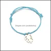 Catena a maglie regolabile Boho Colorf Bracciali in corda di cera intrecciata a mano Bracciale con ciondolo in oro foglia per le donne Regalo di gioielli di San Valentino Drop D Dhzmt